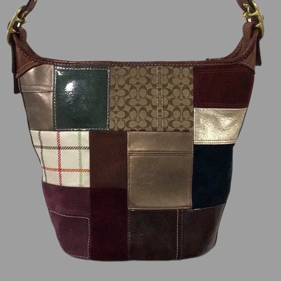 COACH Holiday Patchwork Bleecker Hobo Crossbody/Shoulder Bag, Leather/Suede, Y2K - Picture 3 of 15